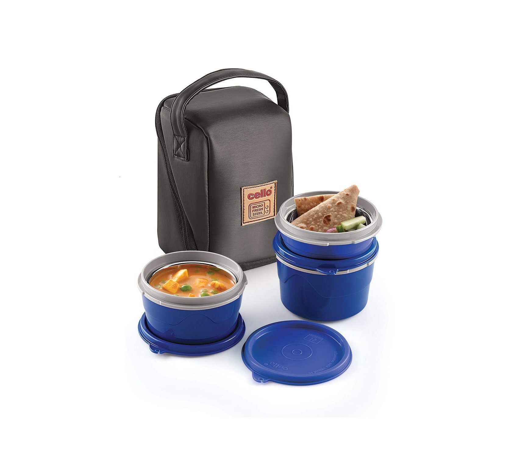 cello Max Fresh Micro Lunch Box, Blue 3 Containers